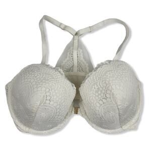 Auden Womens Demi Coverage Lightly Lined Racerback Bra 34DD White Lace